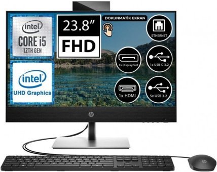 HP ProOne 440 G9 6D394EA06 Dahili UHD Graphics 770 Ekran Kartlı Intel Core i5 12500T 32 GB Ram DDR4 512 GB SSD 23.8 inç Full HD FreeDos Dokunmatik All in One Bilgisayar
