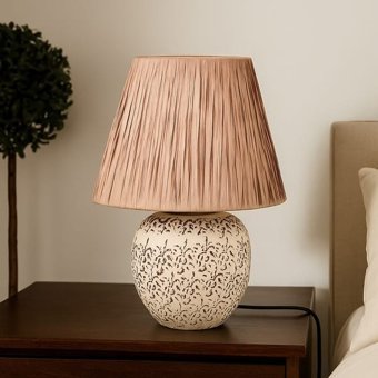 Evidea | Evidea Lighting Holbeak Seramik Abajur - Bej - 35x35x25 cm
