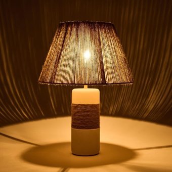 Evidea | Evidea Lighting Yunik Abajur - Beyaz / Kahverengi