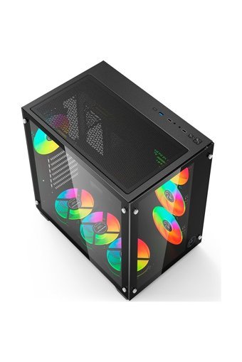 Gameload Gametech Archon S RGB Mesh Sıvı Soğutmalı 7 Fanlı Siyah Dikey Kullanım ATX Oyuncu Bilgisayar Kasası