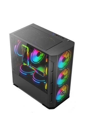 Zeiron ESC X44 RGB Mesh 8 Fanlı Siyah Dikey Kullanım Micro ATX Toplanmış Bilgisayar Kasası