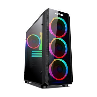 Vento VG04FE RGB 3 Fanlı Siyah Dikey Kullanım Mid Tower Oyuncu Bilgisayar Kasası