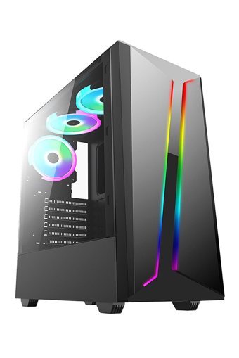 Blueforce Strix RGB Mesh Sıvı Soğutmalı 6 Fanlı Siyah Dikey Kullanım ITX Oyuncu Bilgisayar Kasası