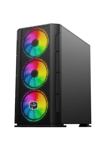 Zeiron TSX70 RGB Mesh 8 Fanlı Siyah Dikey Kullanım Mid Tower Toplanmış Bilgisayar Kasası