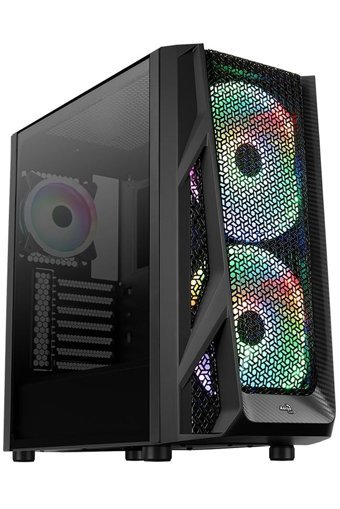 Aerocool AirHawk Duo RGB Mesh 3 Fanlı Siyah Dikey Kullanım ATX Oyuncu Bilgisayar Kasası