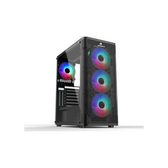 GameBooster GB-M206B RGB Mesh Sıvı Soğutmalı 4 Fanlı Siyah Dikey Kullanım Mid Tower Oyuncu Bilgisayar Kasası