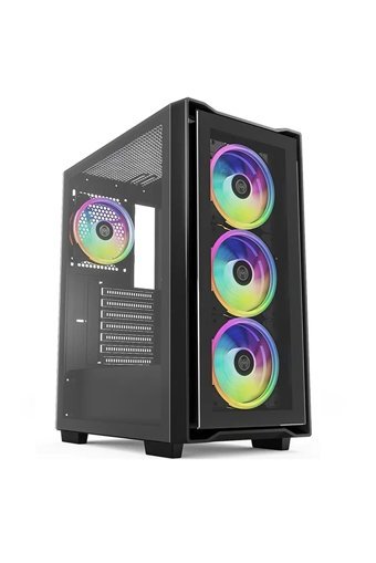 Archon AC-5020G RGB Mesh Sıvı Soğutmalı 5 Fanlı Siyah Dikey Kullanım Mid Tower Oyuncu Bilgisayar Kasası