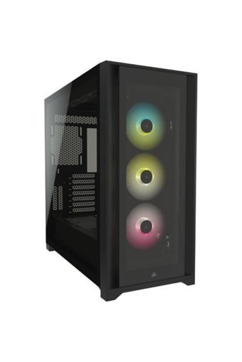 Corsair CC-9020133-EU Icue 4000x RGB Mesh Sıvı Soğutmalı 7 Fanlı Siyah Dikey Kullanım Mid Tower Oyuncu Bilgisayar Kasası