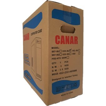 Canar 939 Blue 3 Fanlı Siyah Dikey Kullanım Micro ATX Boş Bilgisayar Kasası