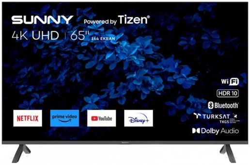 Sunny SN65FMN503 65 inç 4K Ultra HD 164 Ekran Çerçevesiz Flat Uydu Alıcılı Smart Led Tizen Televizyon