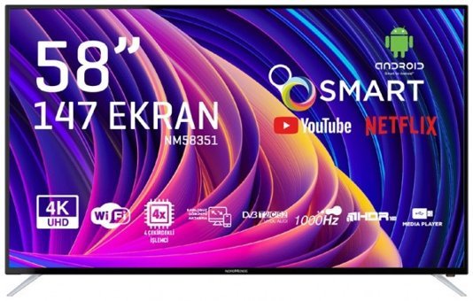 Nordmende NM58351 58 inç 4K Ultra HD 146 Ekran Çerçevesiz Flat Uydu Alıcılı Smart Led Android Televizyon
