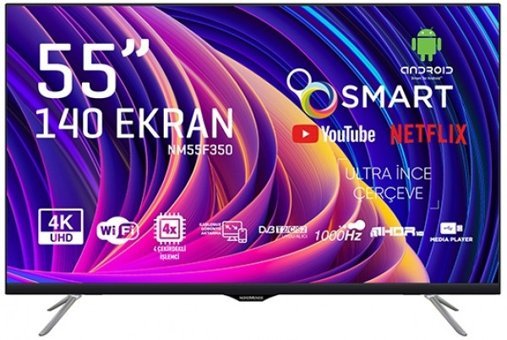 Nordmende NM55F350 55 inç 4K Ultra HD 139 Ekran Çerçevesiz Flat Uydu Alıcılı Smart Led Android Televizyon