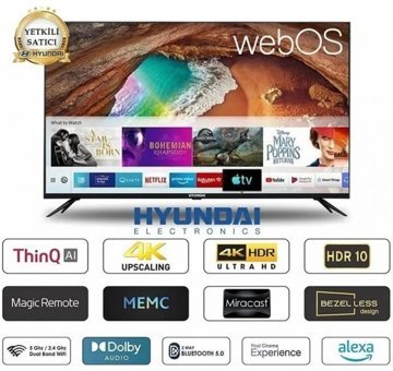 Hyundai 50HYN3205 50 inç 4K Ultra HD 126 Ekran Çerçevesiz Flat Uydu Alıcılı Smart Led Webos Televizyon