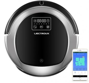 Liectroux B6009 Moplu Çift Fırçalı Hepa Filtreli 3000 Pa Siyah Robot Süpürge ve Paspas